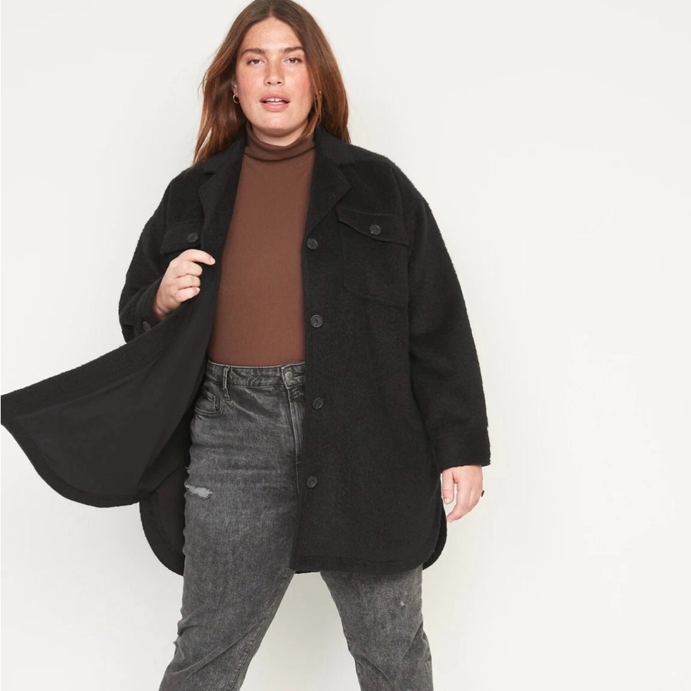 Old Navy Soft-Brushed Long Utility Jacket in Black